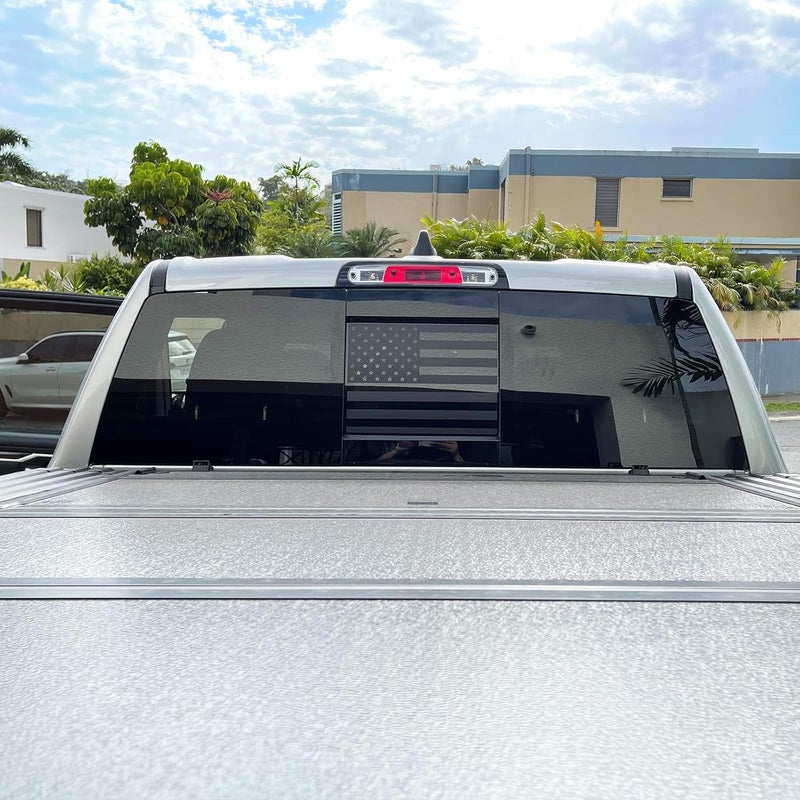 xinghe for Chevy Colorado 2015-2025 Rear Middle Window American Flag Decal, Matte Black USA Flag Vinyl Sticker for GMC Canyon Rear Sliding Window, Patriotic Waterproof Truck Accessories - Image 3